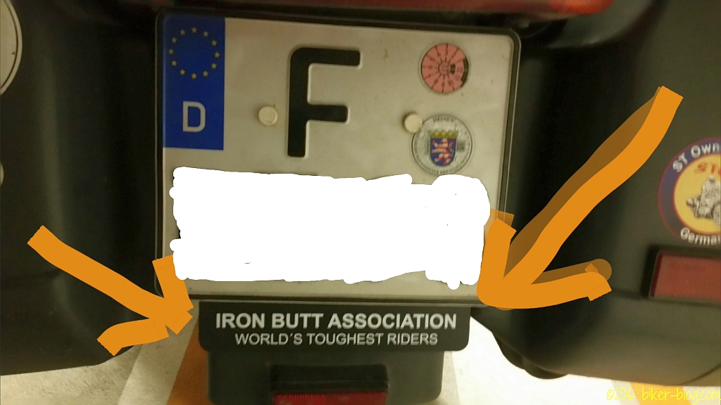 Iron Butt Association Kennzeichenunterlage